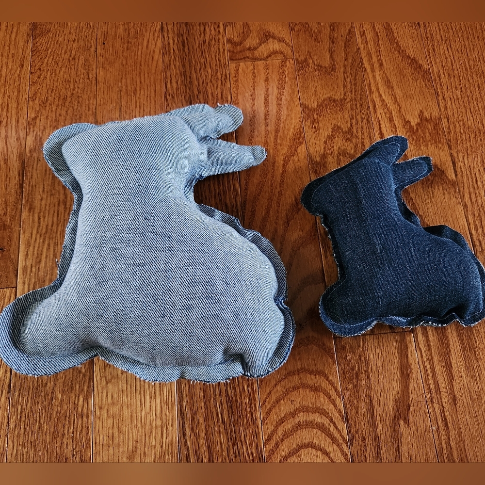 Set of 2 Upcycled Dark Wash Denim Bunnies